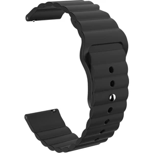 ZHKJ Shop Onur Izle Es 20MM Oluklu Silikon Saat Bandı Siyah (Yurt Dışından)