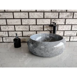 Akm Dekor Gri Teker Mermer Lavabo