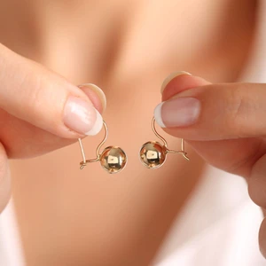 Sembol Gold 14 Ayar Altın Top Küpe