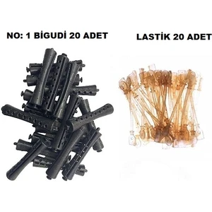 Perma Bigudi No: 1 (20 Adet Bigudi + 20 Adet Lastik)