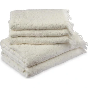 Jakarlı Saçaklı Pamuk Havlu Damask 2'li 50X90 Ekru