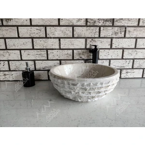 Akm Dekor Bej Patlatma Mermer  Lavabo