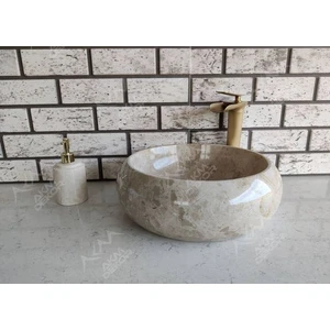 Akm Dekor Bej Teker Mermer Lavabo