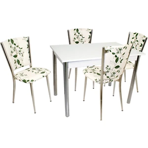 Akasya Kapitoneli Mutfak Masa Takımı (Deri) - Yeşil