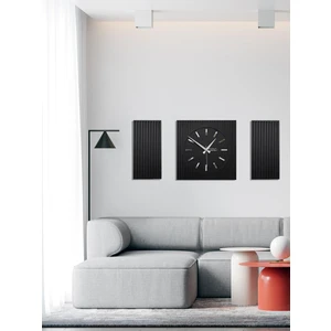 Wooden Factory Time Collection Rayon Black 3 Parça Kare Saat