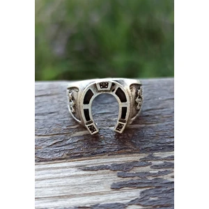 Fildişi Aksesuar Antik Gümüş Kaplama At Nalı Şekilli El Yapımı Ayarlanabilir Unisex Yüzük