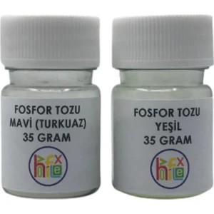 Epoksi Fosfor Tozu  Mavi (Turkuaz) ve Yeşil Renk Set Karanlıkta Parlayan Fosfor 35 gr + 35 gr 70 gr
