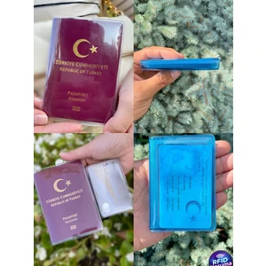 Premium Şeffaf Pasaport Kılıfı ve Neon Cüzdan Kartlık Seyahat Için Pasaport Kabı + Cüzdan