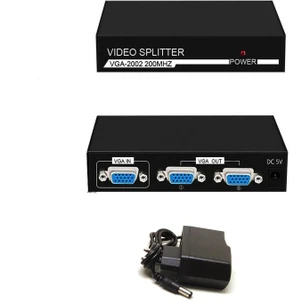 2 Port VGA Splitter Adaptör Destekli VGA Görüntü Çoklayıcı 15 Pin 2li VGA Çoğaltıcı 1 In 2 Out
