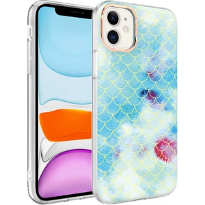 Kzy Apple iPhone 11   Kapak Palık Pullu Desenli Fosforlu Silikon Kılıf - Mavi