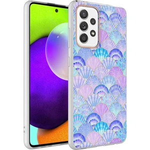 Kzy  Galaxy A72    Kapak Deniz Kabuğu Desenli Fosforlu Silikon Kılıf - Lila