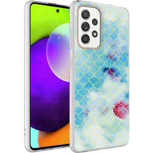 Kzy  Galaxy A72    Kapak Palık Pullu Desenli Fosforlu Silikon Kılıf - Mavi