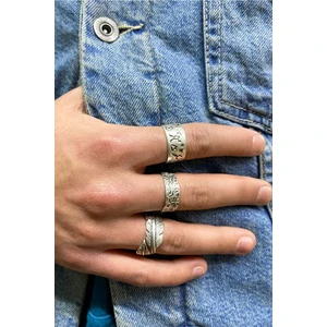 Trend Collection 3'lü Ayarlanabilir Yüzük Set, Aslan, Iskambil, Labirent Model Yüzük Set