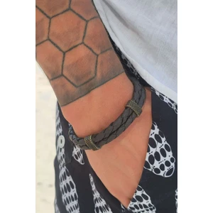 Trend Collection Erkek Hakiki Deri Bileklik Kahverengi Renk Örgü Bileklik
