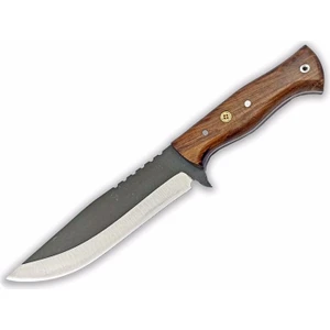 El Yapımı Bushcraft Kamp Bıçağı Kök Ceviz Kabze Paslanmaz Av Bıçağı Deri Kılıflı