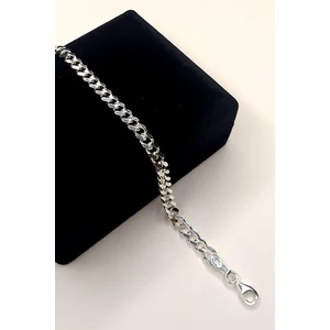 Unisex Gümüş Gurmet Zincir Bileklik 4 mm 21 cm