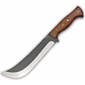 El Yapımı Bushcraft Kamp Bıçağı Kök Ceviz Kabze Paslanmaz Av Bıçağı Deri Kılıflı
