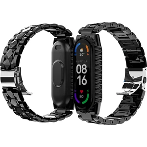 Xiaomi Mi Band 6/5 Siyah Için Paslanmaz Ste Watchband (Yurt Dışından)