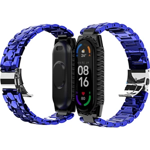 Xiaomi Mi Band 6/5 Mavi Için Paslanmaz Ste Watchband (Yurt Dışından)