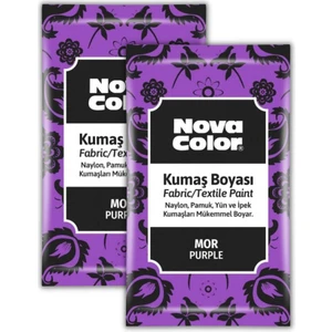 Nova Color Mor Kumaş Boyası Toz 12 gr 2 Adet Nova Color Toz Kumaş Boyası Mor Kot Pantalon Gömlek Tişört Tekstil Kumaş Boyası 2 Adet