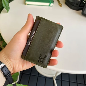 Orsa –  Deri Minimalist Kartlık Kompakt Kolay Taşınabilir Süper Slim Cüzdan, Kartvizitlik (Yeşil)