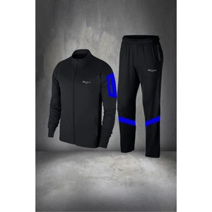 Poseidon Storm Büyük Beden Erkek Siyah Supra Penye Kumaş Fermuarlı Özel Tasarım Eşofman Takımı (4xl- 10XL)