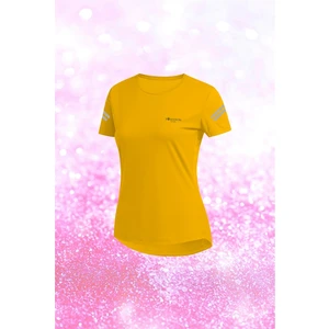 Poseidon Storm Büyük Beden Kadın Sarı Dri-Fit Kumaş Antrenman ve Koşu Için Konforlu Düz Tişört (4XL-10XL)