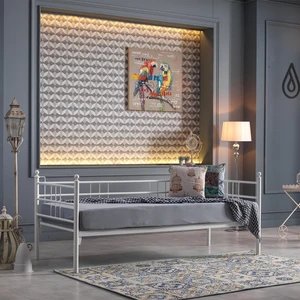 Soho Daybed Tek Kişilik Sedir Divan Metal Karyola Beyaz