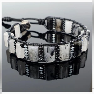 Seven Art Jewelry Doğal Taş Bileklik / Rutil Kuvars Bileklik / Silindir Bileklik / Erkek Bileklik / Kadın Bileklik