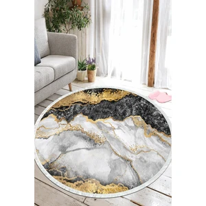 Napoli Home Mermer Desen Dijital Baskılı Kaymaz Yıkanabilir Yuvarlak Salon Halısı ve Mutfak Halısı NHY-HT-316