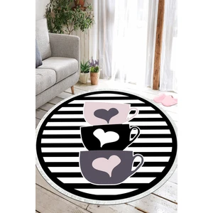 Napoli Home Fincan Desen Dijital Baskılı Kaymaz Yıkanabilir Yuvarlak Salon Halısı ve Mutfak Halısı NHY-SD-717