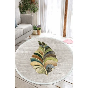 Napoli Home Yaprak Desen Dijital Baskılı Kaymaz Yıkanabilir Yuvarlak Salon Halısı ve Mutfak Halısı NHY-SD-271