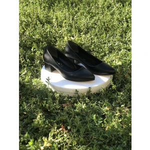 3 cm Kalın Kısa Topuklu Stiletto Bayan Ayakkabı