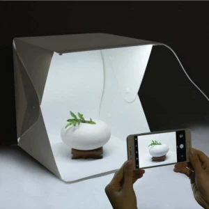2 Adet Arka Fonlu LED Işıklı Ürün Çekim Çadırı Mini Fon Fotoğraf Stüdyosu Ledli Işık Perdesi