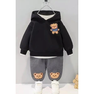 Toy Ayı Görselli Kapşonlu Zarif Bebek Takım