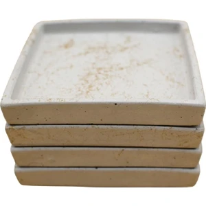 Kare Beton Bardak Altlığı, Gold 4’lü Set