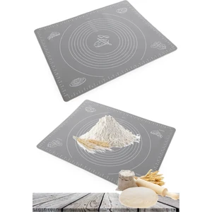 Tilbe Home Hamur Açma Matı Silikon Yoğurma Matı Gri Hamur Matı Pasta Fırın Altlığı Çok Amaçlı Silikon Mat