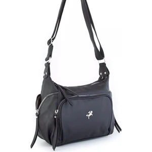 Kadın Siyah 4 Gözlü Ayarlanabilir Uzun Çapraz Saten Su Geçirmez Omuz Çantası