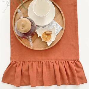 Ritmo Home Fırfırlı Vintage İskandinav Runner Tarçın