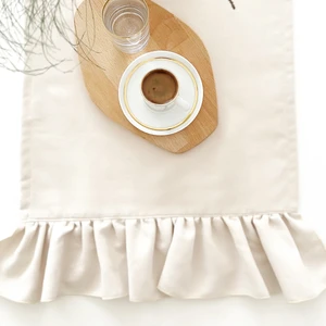 Ritmo Home Fırfırlı Vintage İskandinav Runner Krem