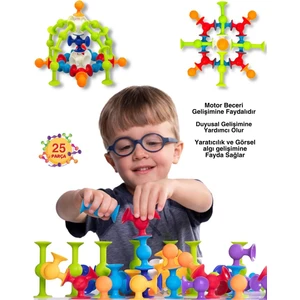 Roseroi Vantuzlu Vakum Molekül 25 Parça Yapı Silikon Taşları Popit Duyusal Eğitici Oyuncak Squigz Blok