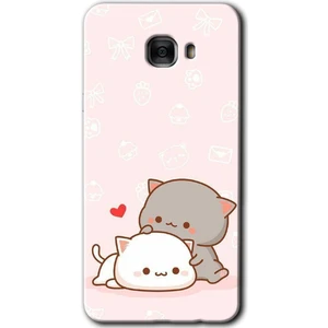 Bera Aksesuar Samsung Galaxy C9 Pro Kılıf Hd Desen Baskılı Arka Kapak - Kedi Aşkı