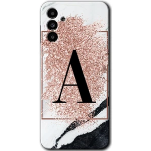 Bera Aksesuar Samsung Galaxy A13 5g Kılıf Hd Desen Baskılı Arka Kapak - Pembe Mermer Desenli A Harfi