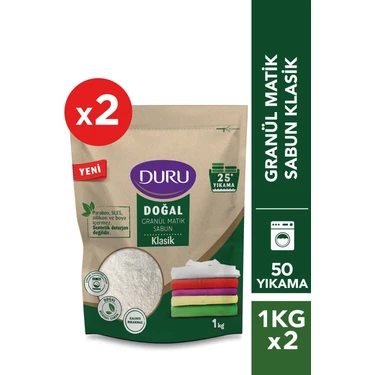 Duru Granül Matik Sabun Klasik 2 kg x 50 Yıkama Vegan Standart Koku ile Ultra