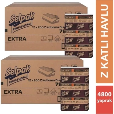 Selpak Extra Z Katlama Dispenser Havlu 200'LÜ 24 Paket 21.5 x 24 cm 2