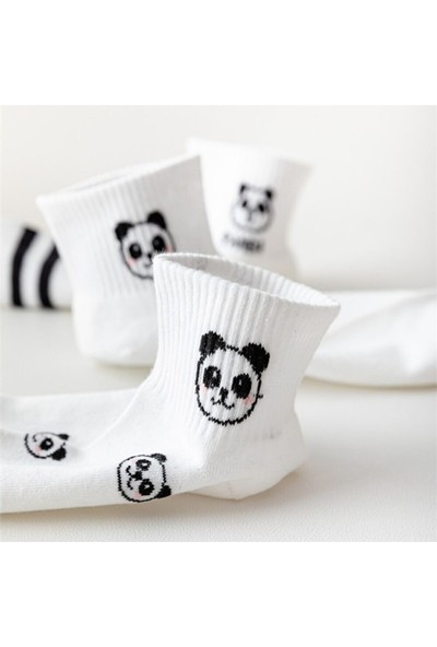 Sockshion Panda Desenli 5 Çift Tenis Kolej Çorap
