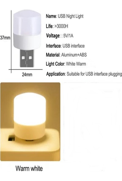 Gaman Mini Ampul 1W Taşınabilir USB LED Işık - Powerbank Laptop Pc Uyumlu Mini Işık