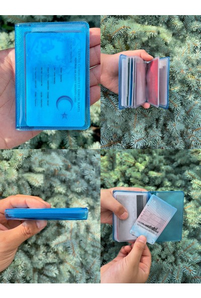 Gempo Premium Şeffaf Pasaport Kılıfı ve Neon Cüzdan Kartlık Seyahat Için Pasaport Kabı + Cüzdan