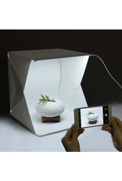 Turkish A2Z 2 Adet Arka Fonlu LED Işıklı Ürün Çekim Çadırı Mini Fon Fotoğraf Stüdyosu Ledli Işık Perdesi
