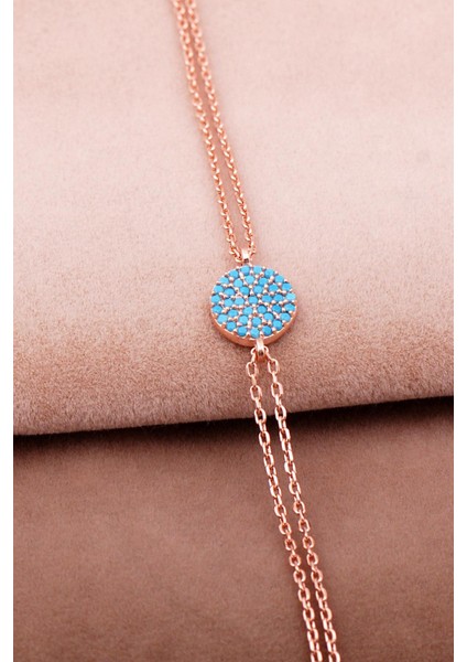 Turkuaz Taşlı Rose Gümüş Bileklik 3308 fiyatları